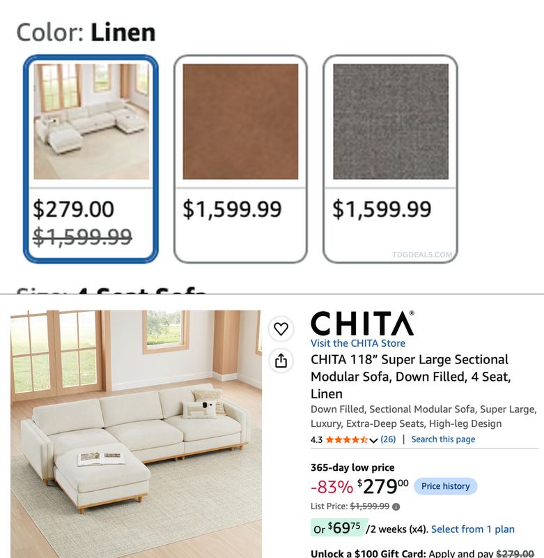 -83% OFF THIS SOFA?????