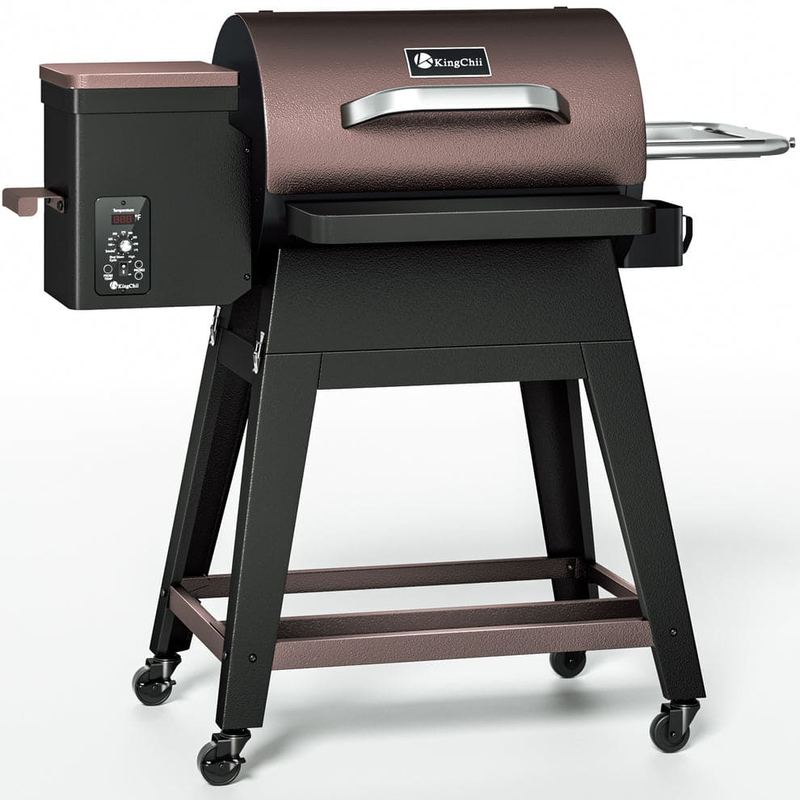 KingChii - 485 Sq. In. Portable Wood Pellet Grill with Detachable Body & Legs - Brown