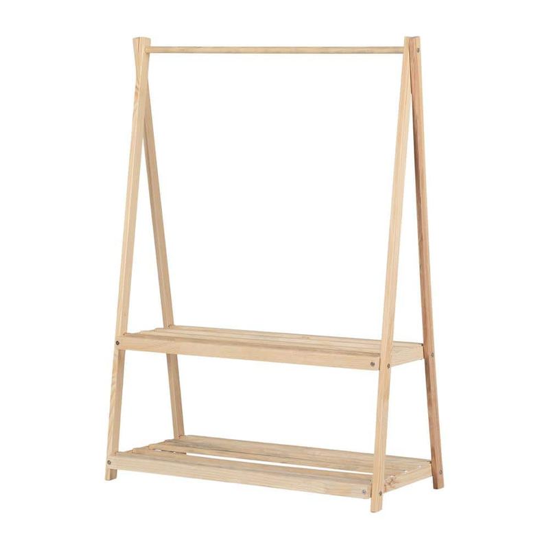 South Shore - 41 in. Sweedi Natural Wood Kids Armoires with Shelf Storage