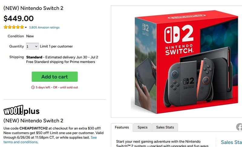 Nintendo Switch 2 for $400