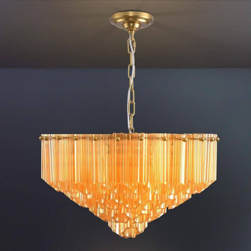 PUYRNF - 14 in. Modern Round Chandelier, 6-Light Gold Luxury Dining room Chandelier, for Living Room Bedroom kitchen island Hotel