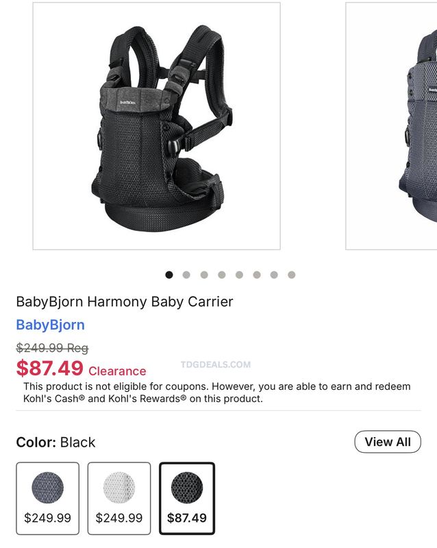 BabyBjorn Harmony Baby Carrier (Black) is on sale for just $87.49 at Kohl's.