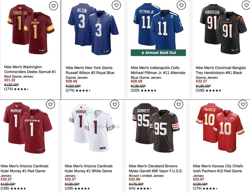 $130 NIKE MEN'S NFL GAME JERSEYS FROM $21.22 🔥🏈