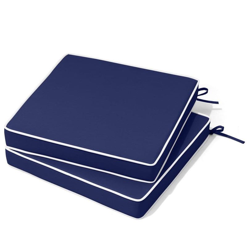 Pellebant - 18.8 in. x 18.8 in. 2-Piece Outdoor Chair Cushion Patio Seat Cushions Set of 2 for Furniture in Navy