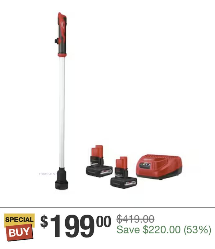 $199 MILWAUKEE M12 WATER TRANSFER PUMP KIT @ HOME DEPOT