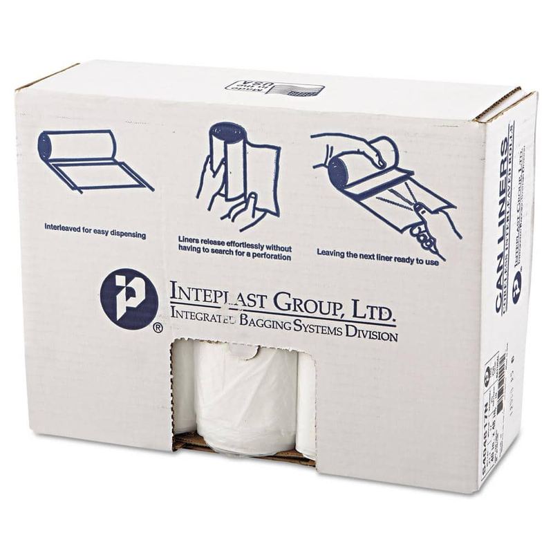 Inteplast - 45 Gallon Clear High-Density Trash Can Liner (25/Roll, 10-Rolls/Carton)