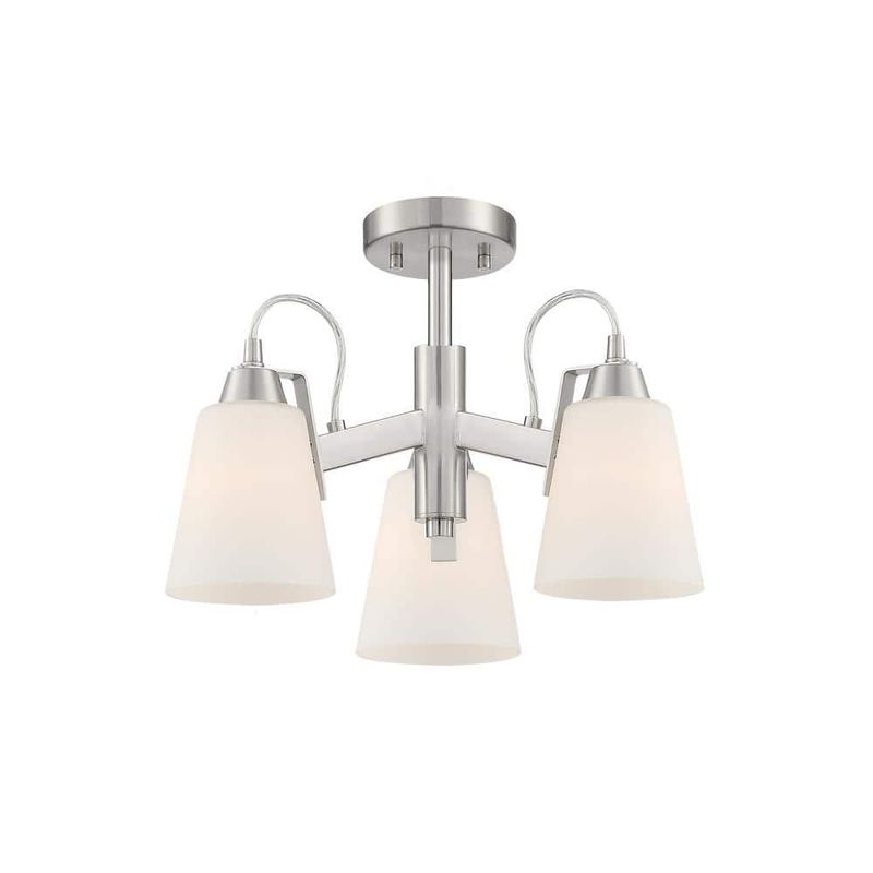 Minka Lavery - Beckonridge 3-Light Brushed Nickel Flush Mount with Etched Opal Glass Shades