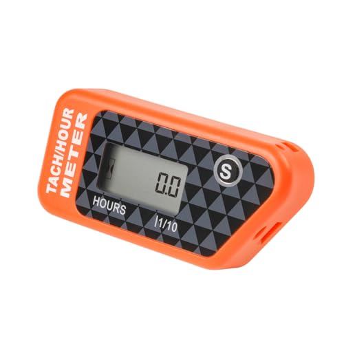 Taikemeti Hour Meter, Tachometer,Waterproof Function, Can be Applied to Gas Powered Lawn Mower Snow Blower Motor Golf Cart Forklift (Orange)
