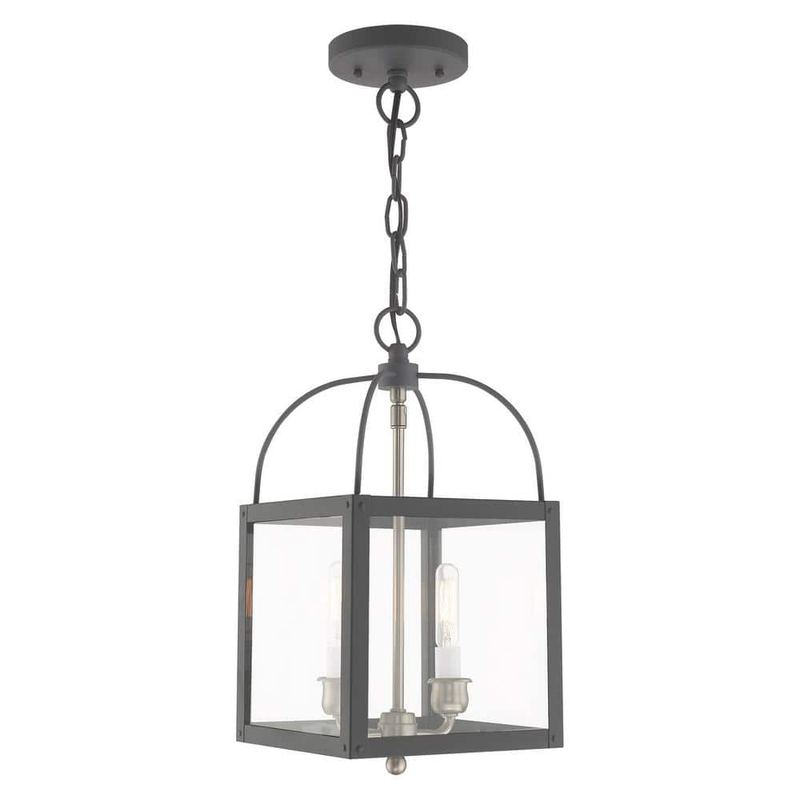 AVIANCE LIGHTING - Lyford 2-Light Scandinavian Gray Convertible Mini Pendant/Semi Flush with Clear Glass