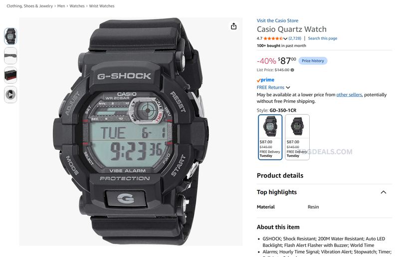 CASIO G-SHOCK GD-350 — $87