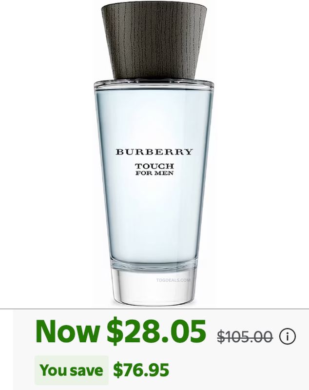 $105 BURBERRY TOUCH FOR MEN FOR $28.05