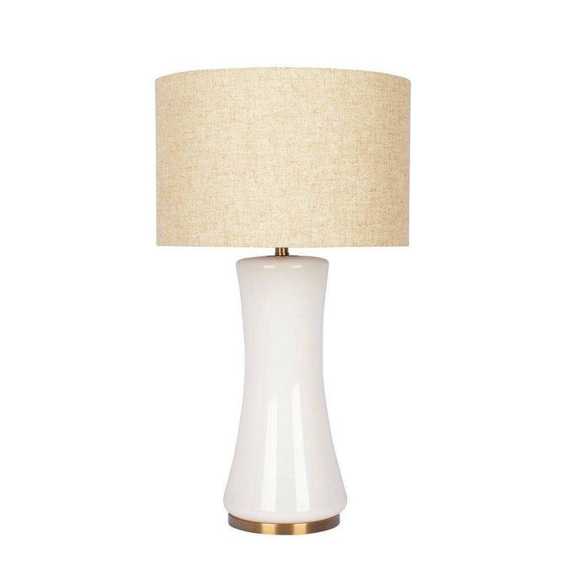 TOBILI - 24.5 in. White Bedside 3-Way Table Lamp for Living Room Bedroom with Beige Linen Shade No Bulbs Included