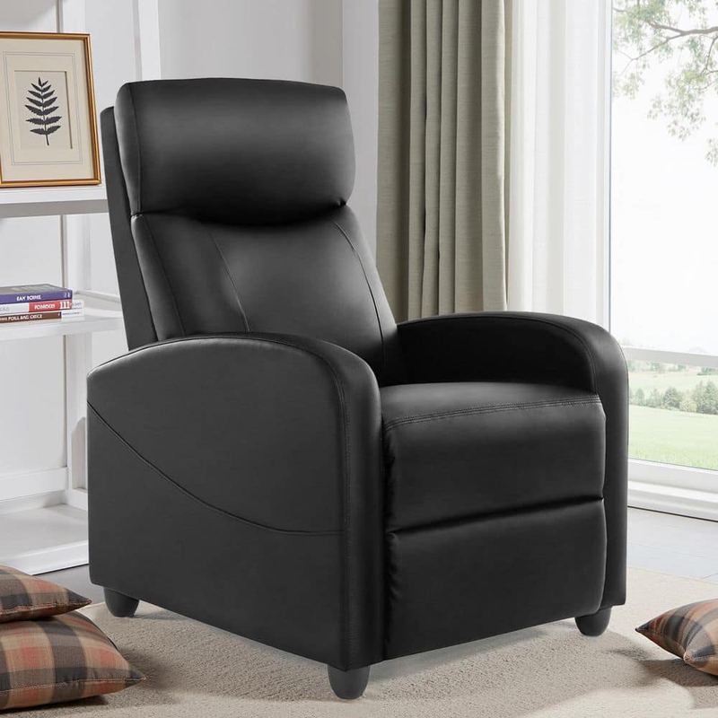 Mydepot - Light Black Adjustable Recliner with Padded Seat Backrest, comprehensive massage function