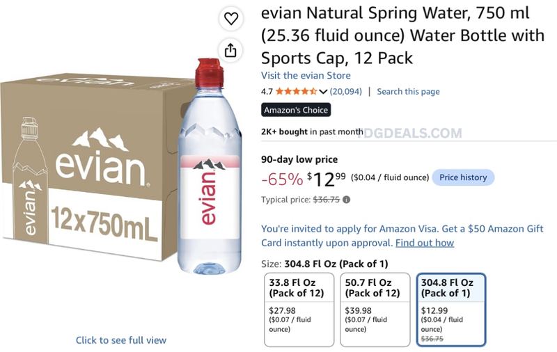 EVIAN 12-PACK ONLY $12.99!