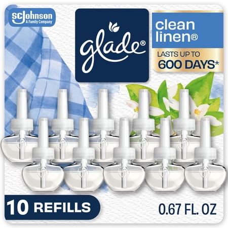 Glade PlugIns Scented Oil 10 Refills, Air Freshener, Clean Linen™, 10 x 0.67 oz, 10 Refills