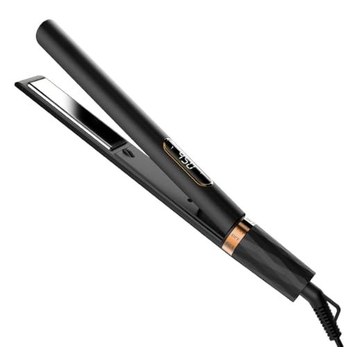 Nicebay Hair Straightener & Curler 2 in 1,with 5 Temp Settings, Negative Ion Technology,Travel-Friendly, Smooth Salon Design,Black & Gold