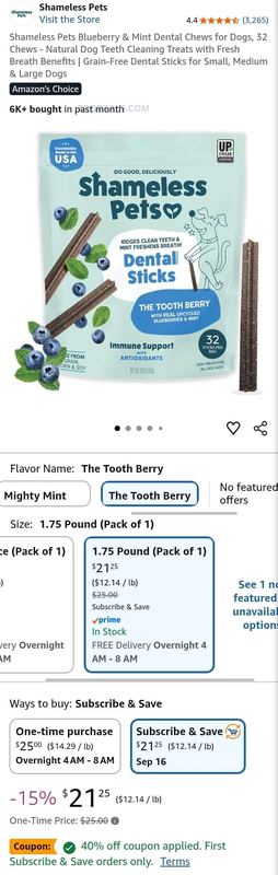 SHAMELESS PETS DENTAL CHEWS — JUST $3.75