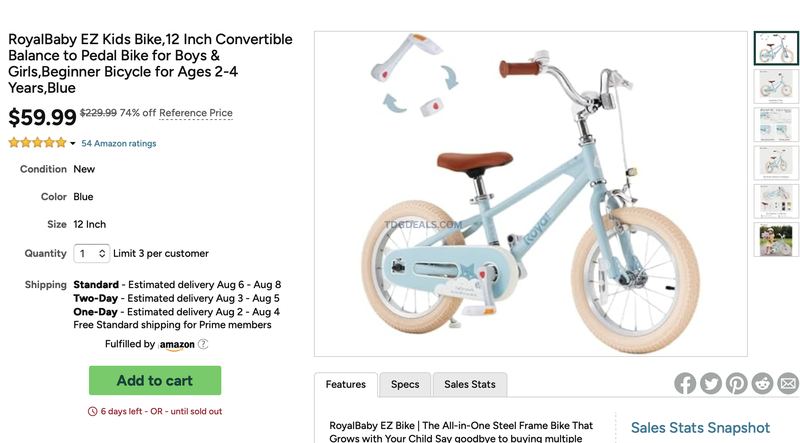 $229.99 ROYALBABY EZ 12" KIDS BIKE DROPPED TO $59.99