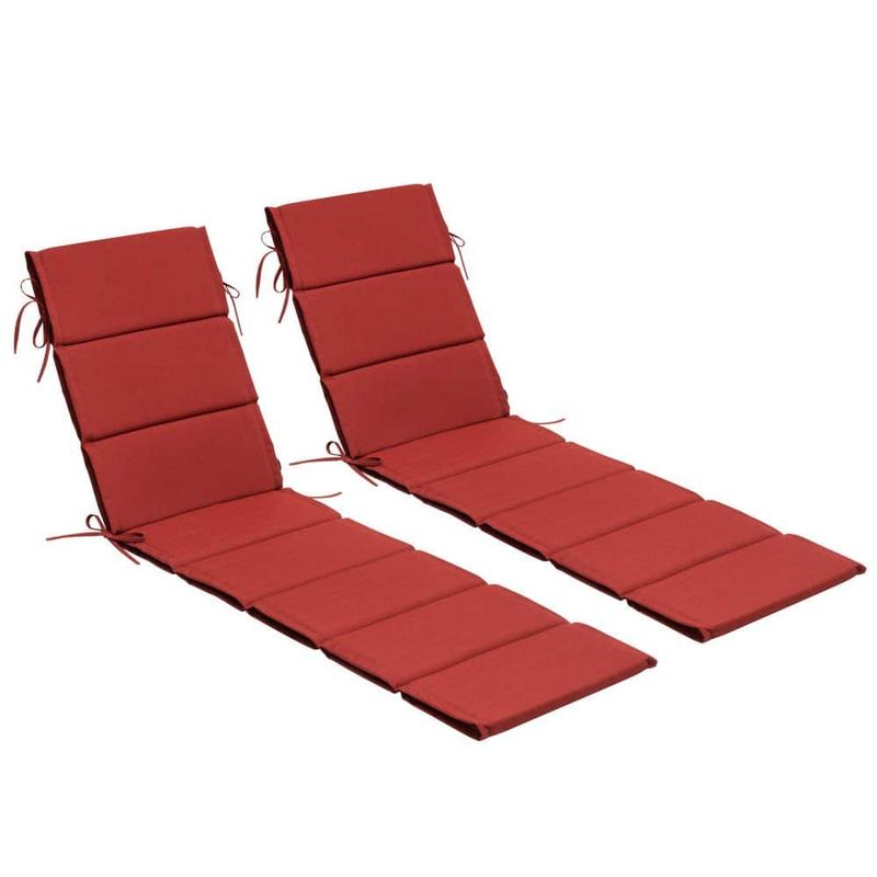 Pellebant - 21 in. x 72 in. 2-Piece Outdoor Chaise Lounge Cushion Foldable Patio Pool Lounge Chair Cushions in Chili