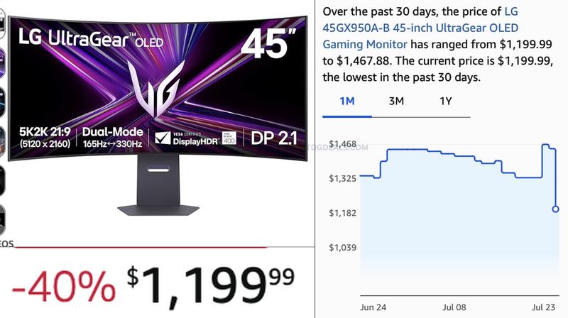 LG 45" OLED CURVED MONITOR -40% OFF