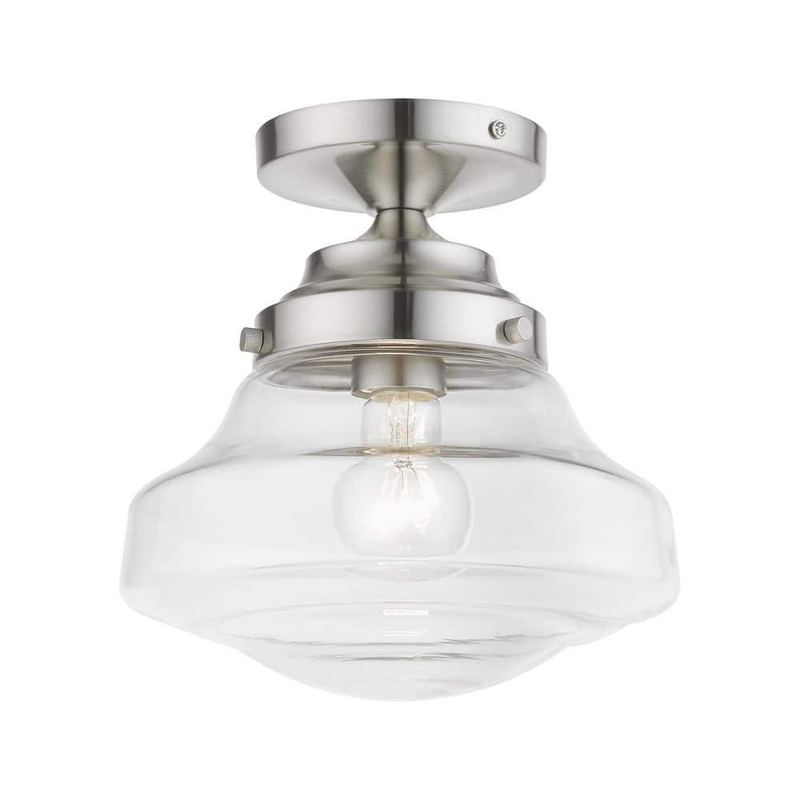AVIANCE LIGHTING - Ghessington 9 in. 1-Light Brushed Nickel Semi Flush Mount with Clear Glass