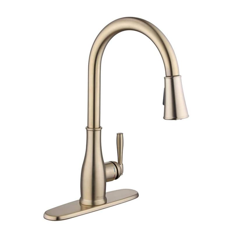 Glacier Bay - Halwin Single-Handle Pull Down Sprayer Kitchen Faucet in Matte Gold