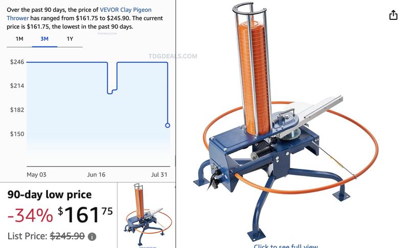 $245.90 CLAY PIGEON THROWER FOR $161.75