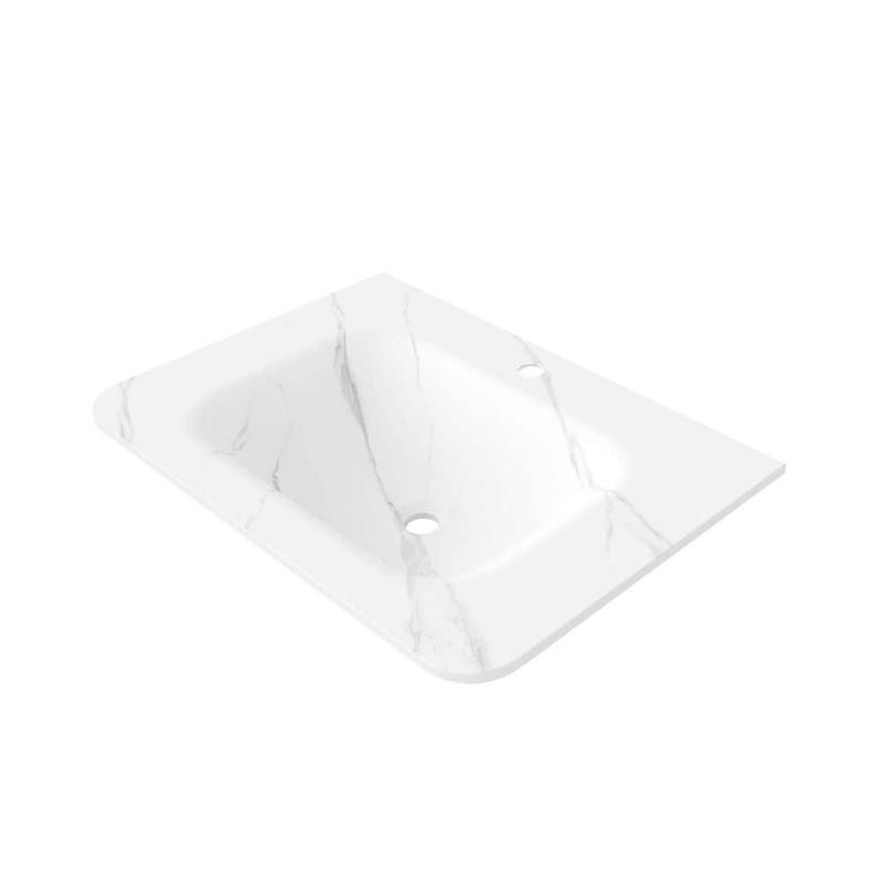 Boosicavelly - 30 in. Console Sink Basin Sintered Stone Bathroom Sink in Carrara White
