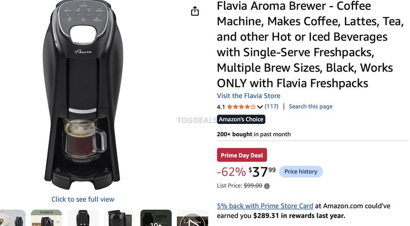 FLAVIA AROMA COFFEE BREWER NOW $38