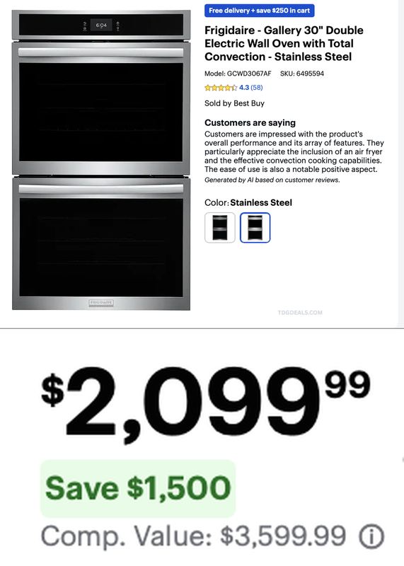 CLEARANCE FRIGIDAIRE 30IN DOUBLE WALL OVEN NOW $2,099.99