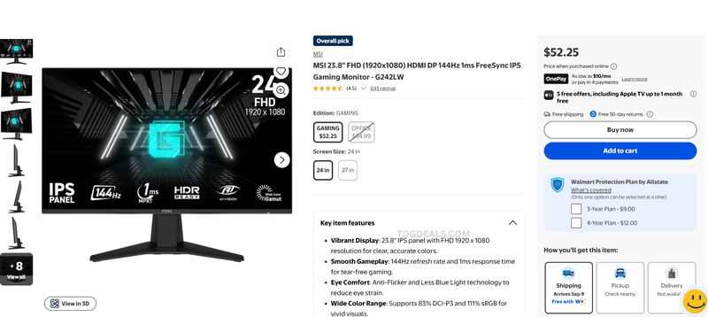 WALMART GAMING MONITOR DEAL