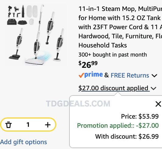 11-IN-1 STEAM MOP FOR $26.99