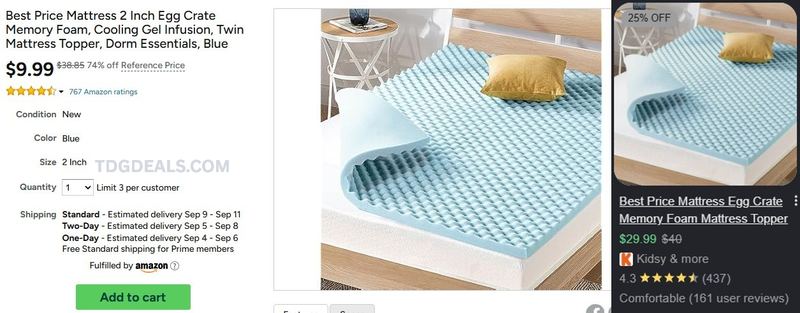 BEST PRICE 2 INCH EGG CRATE MATTRESS ONLY $10
