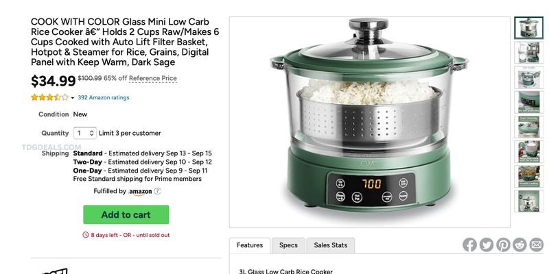 $34.99 GLASS LOW CARB RICE COOKER @ WOOT