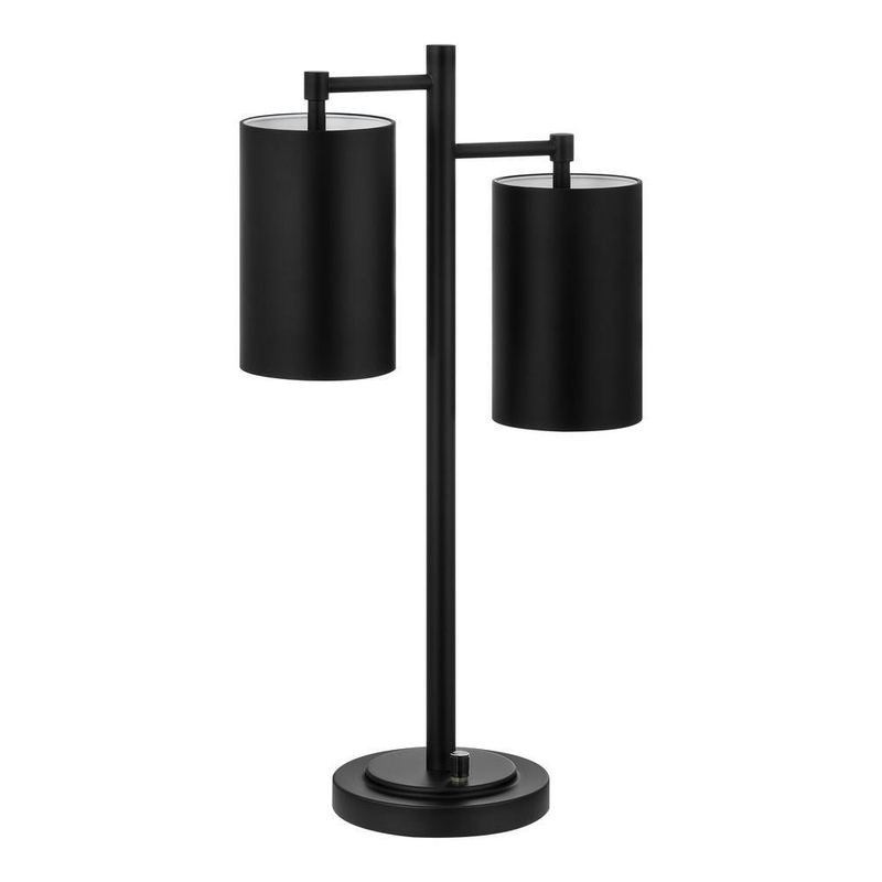 Hampton Bay - Brimfield 22 in. Steel 2 Light Matte black Indoor Table Lamp with black Metal Shade