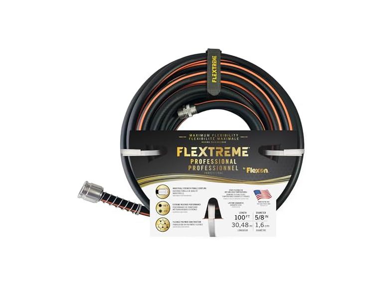Flexon Flextreme Pro 5/8" x 100ft Performance Rubber Garden Hose