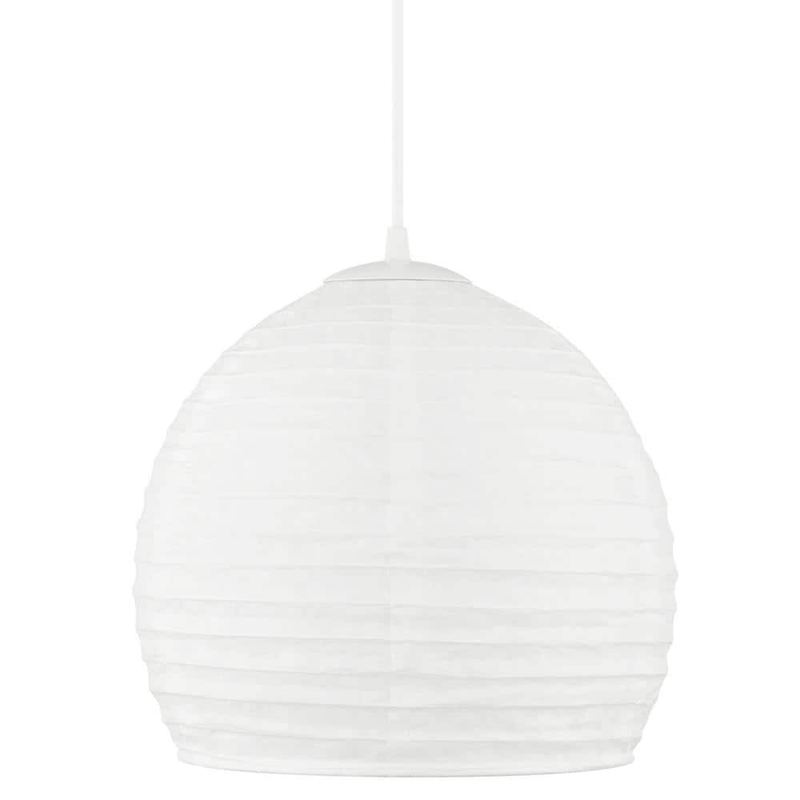 Hampton Bay - Elmore 1-Light White Pendant Light with Paper Shade