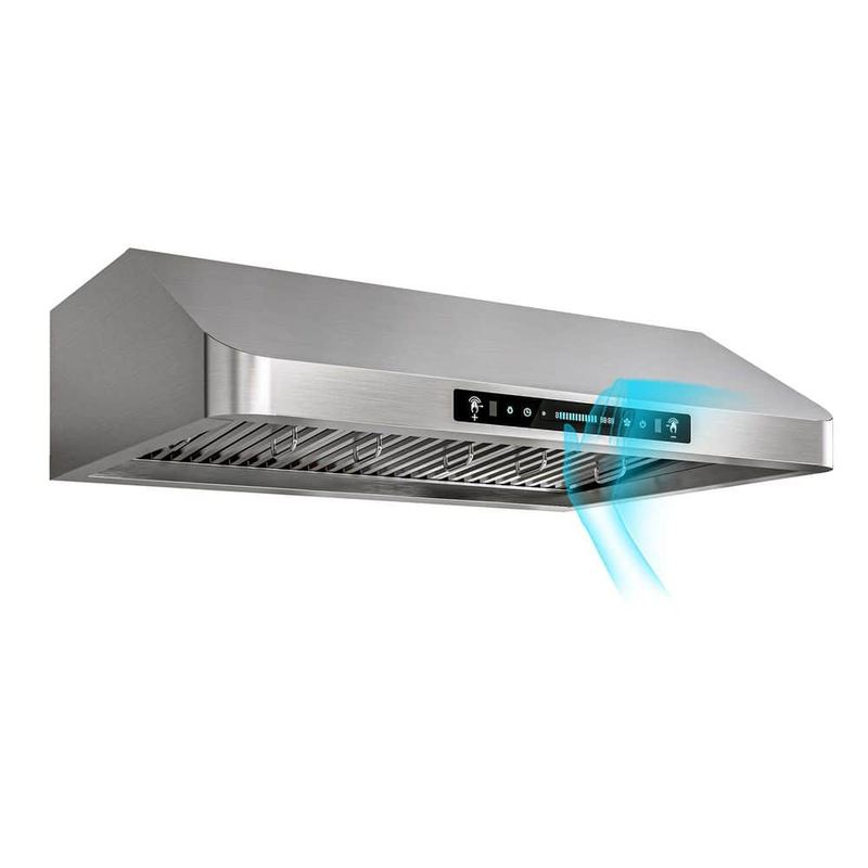 Airmeet - 42 in. 900 CFM Ducted Under Cabinet Gesture Control Range Hood in Stainless Steel with Baffle Filters, 2-LED