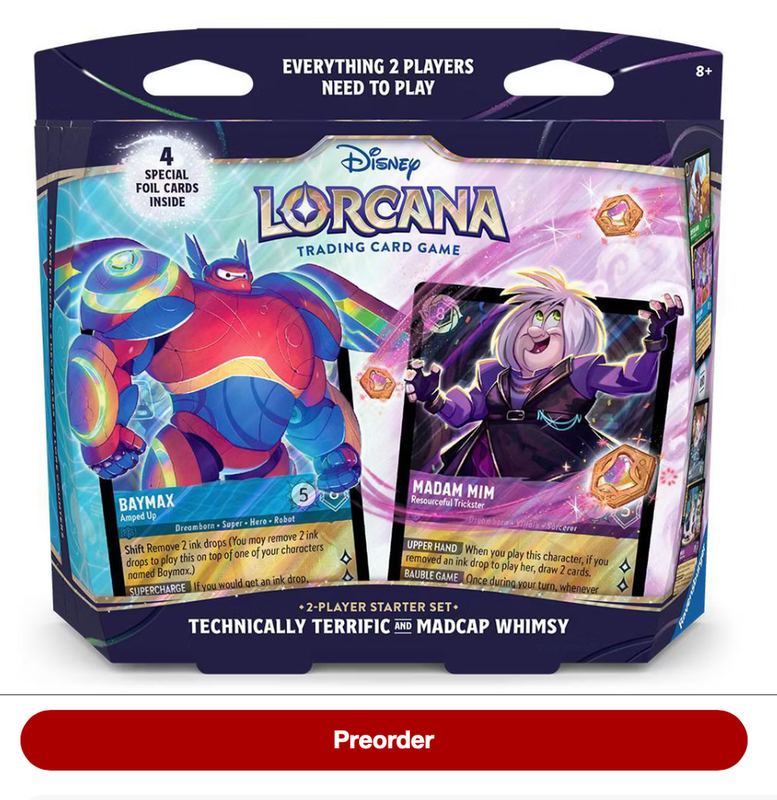 PRE-ORDER, $29.99 🚨 DISNEY LORCANA 2-PLAYER STARTER SET