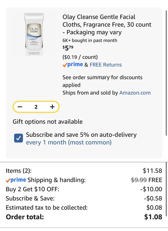 $1 Olay Cleanse Gentle Facial Cloths, Fragrance Free, 30 count - Packaging may vary