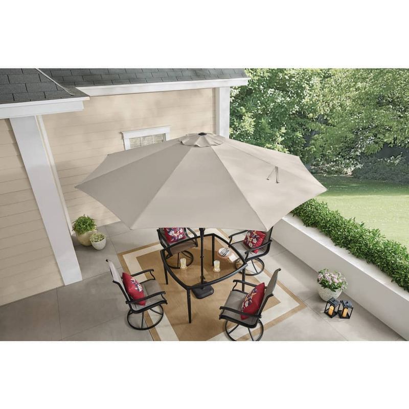 Hampton Bay - 11 ft. Market Patio Umbrella in Putty Beige
