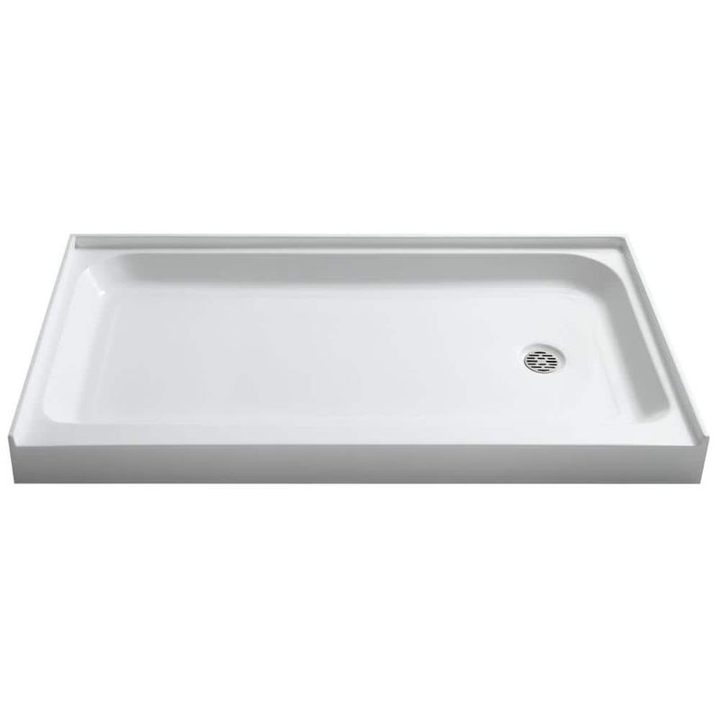 ANZZI - Tiers Base Series 32 in. L x 60 in. W Alcove Shower Shower Pan Base with Right Drain in Glossy White Marine Acrylic