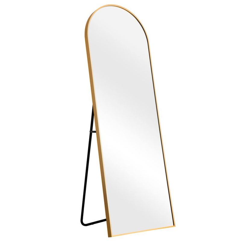 Lirago - 71 in. x 31 in. Modern Aluminum Alloy Arched Framed Gold Full-Length Decorative Mirror with Bracket