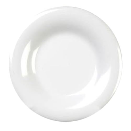 FSE CR012W Plate, 11-3/4" Dia., Round, Wide Rim, Break-Resistant, Dishwasher Safe, BPA Free, Melamine, White, NSF, Pack of 12