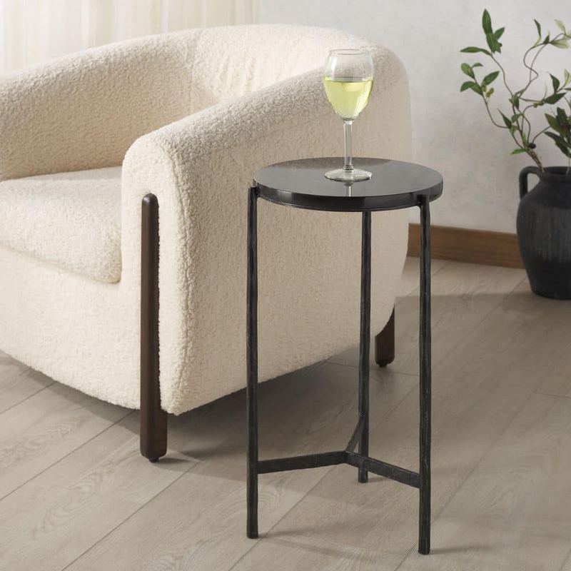 SAFAVIEH - Marylou 12.5 in. Black Round Marble End Table