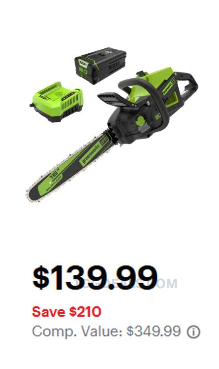 SAVE $210 ON THIS GREENWORKS 80V CHAINSAW 🌲