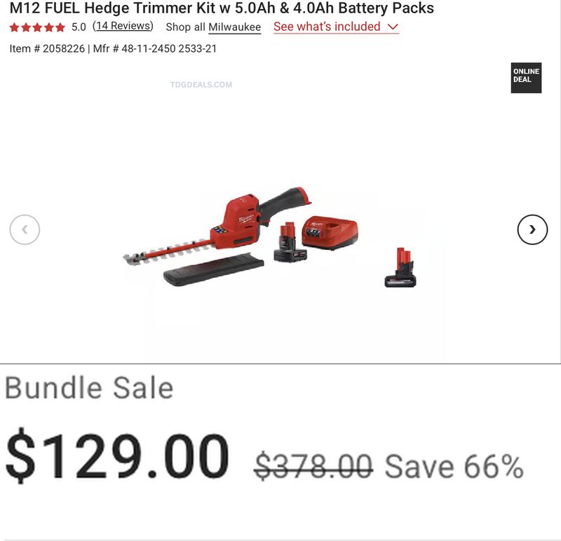 66% OFF M12 FUEL HEDGE TRIMMER KIT