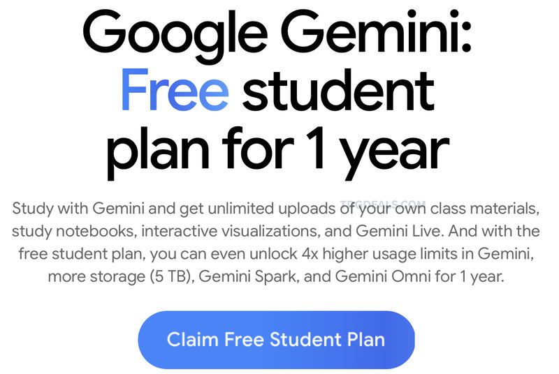 FREE 1-YEAR GOOGLE AI PRO STUDENT PLAN