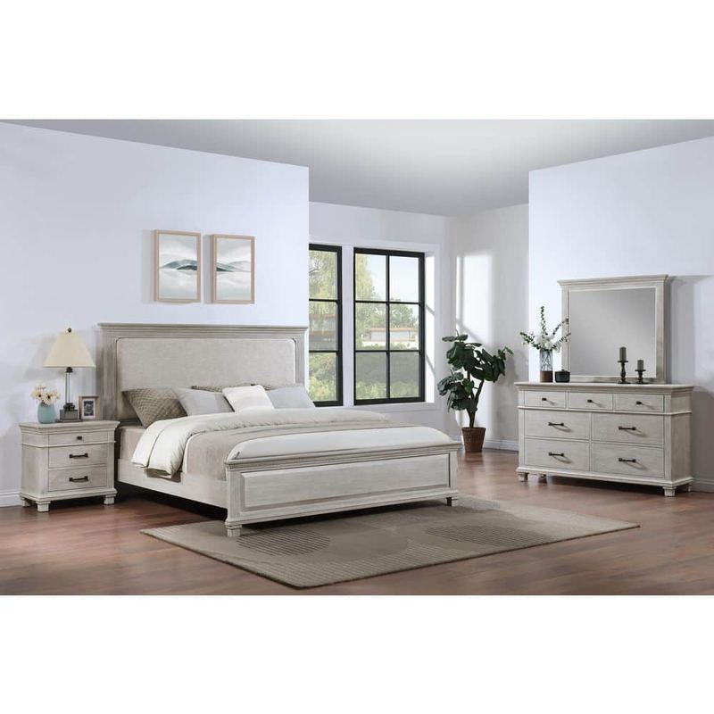 NEW CLASSIC HOME FURNISHINGS - New Classic Furniture Silver Sands 4-Piece Gray Wood King Bedroom Set with Nightstand