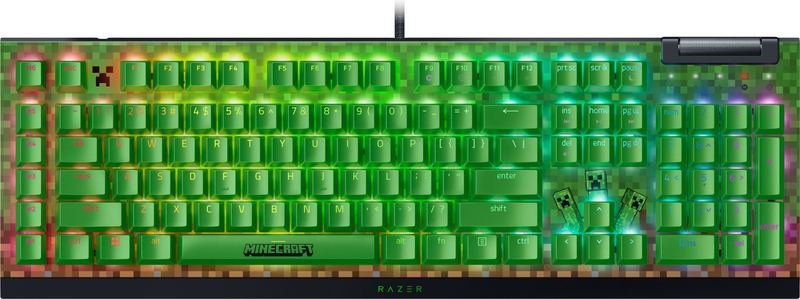 Razer - BlackWidow V4 X Full Size Wired Mechanical Green Clicky Switch Gaming Keyboard with Chroma RGB Backlighting - Minecraft Edition